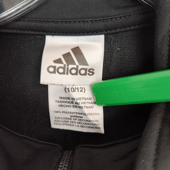 Adidas Full-Zip Jacket Youth Boy's M (10/12) Black Long Sleeves Embroidered Logo - Picture 6 of 8